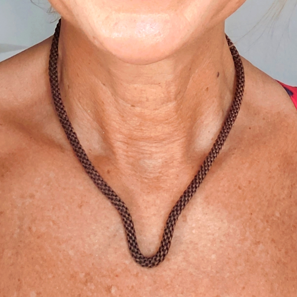 New Tao Spain adjustable woven necklace beds into different shapes & stays there